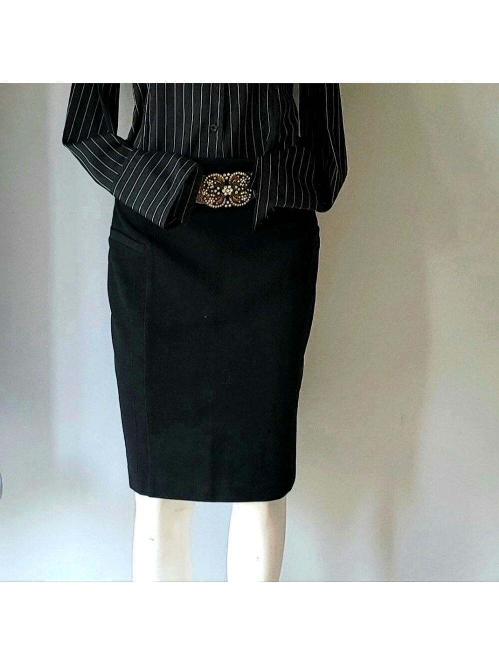 Mexx Knee Length Black Pencil Skirt